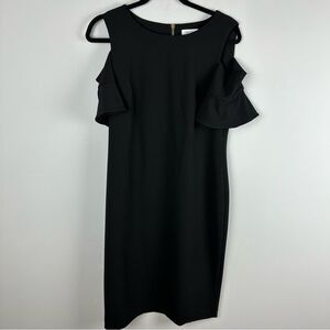 Calvin Klein cold shoulder gold zipper detail cocktail dress size 12